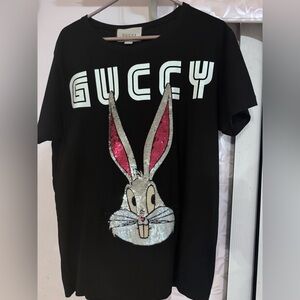 GUCCI *Rare* Black Guccy Crystal Bugs Bunny T-Shirt